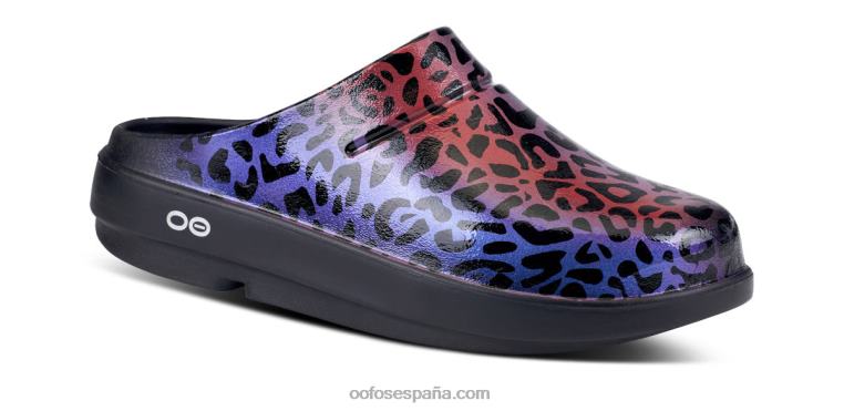 leopardo arcoiris 0R40F98 zuecos oocloog de mujer edición limitada OOFOS